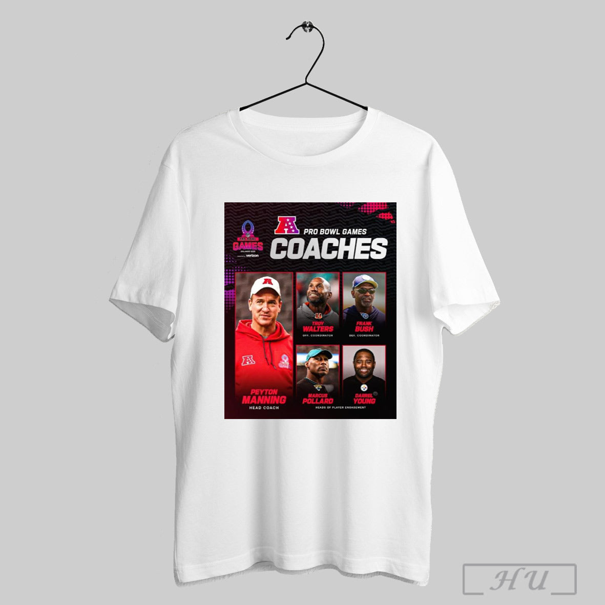 Afc Pro Bowl Games Coaches Peyton Manning Head Coach Walters Bush Pollard Young Heads Of Player Engagement Poster T Shirt
