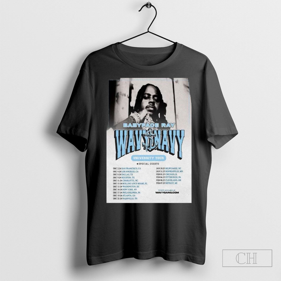 Babyface Ray Wavy Navy 2025 Poster University Tour T Shirt