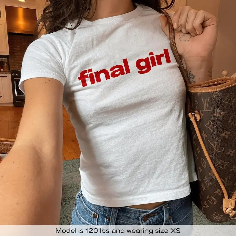 Final Girl Horror Fan Halloween Y2k Baby Tee Y2k Shirt Trendy Baby Tee Halloween Party Baby Tee Vintage 90s Aesthetic Baby Tee Shirt Gift graphic tees
