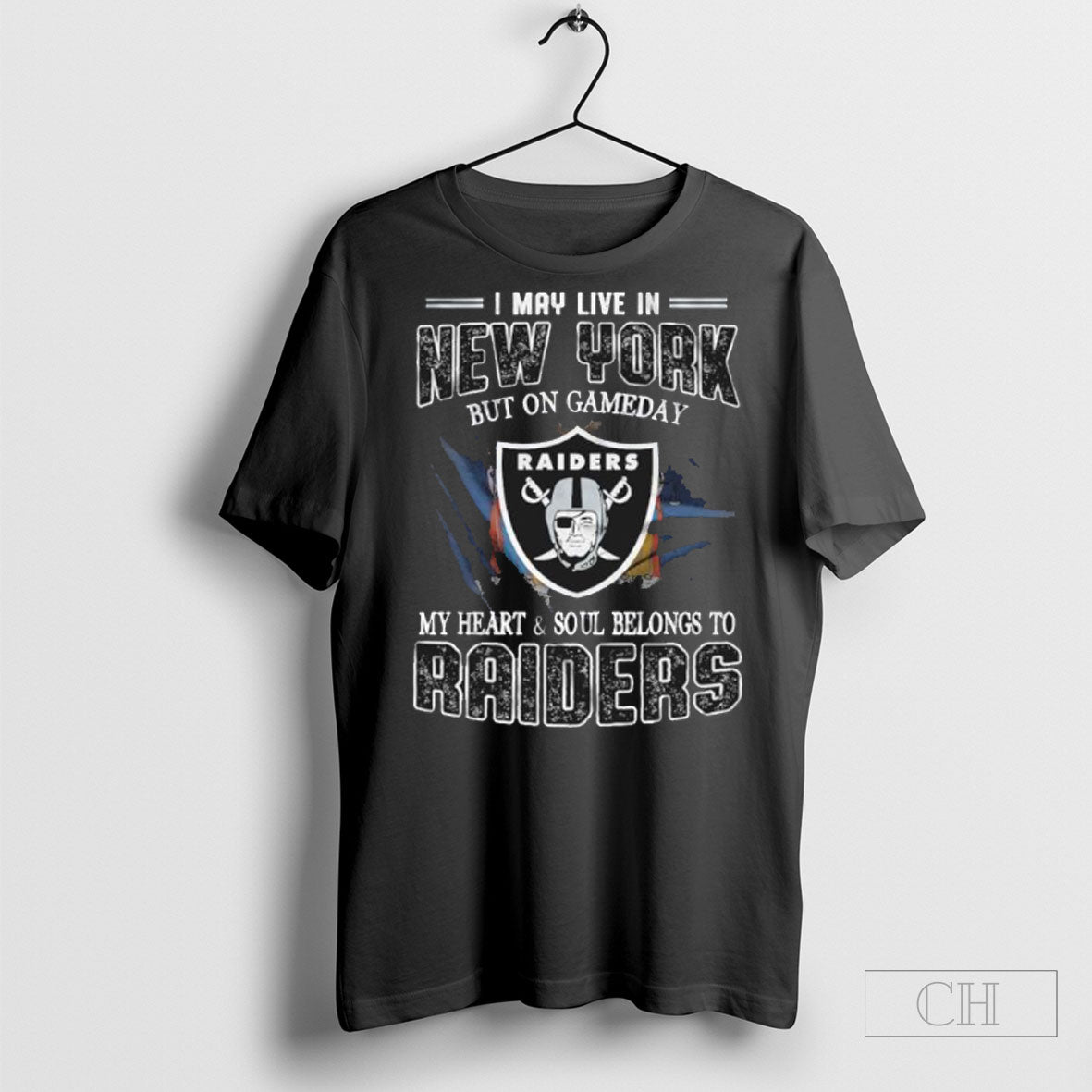 I May Live In New York But On Game Day My Heart And Soul Belongs To Las Vegas Raiders Shirt