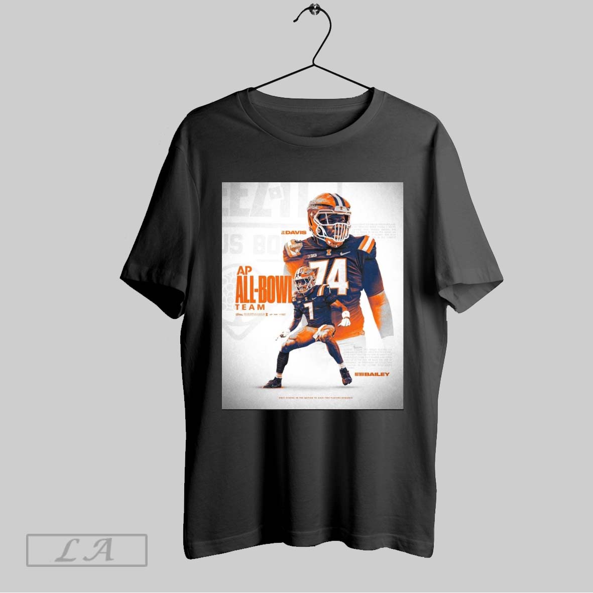 Official Illinois Fighting Illini Football Jc Davis And Matthew Bailey Ap All Bowl Team Only School In The Nation To Have Two Players Honored Poster T Shirt