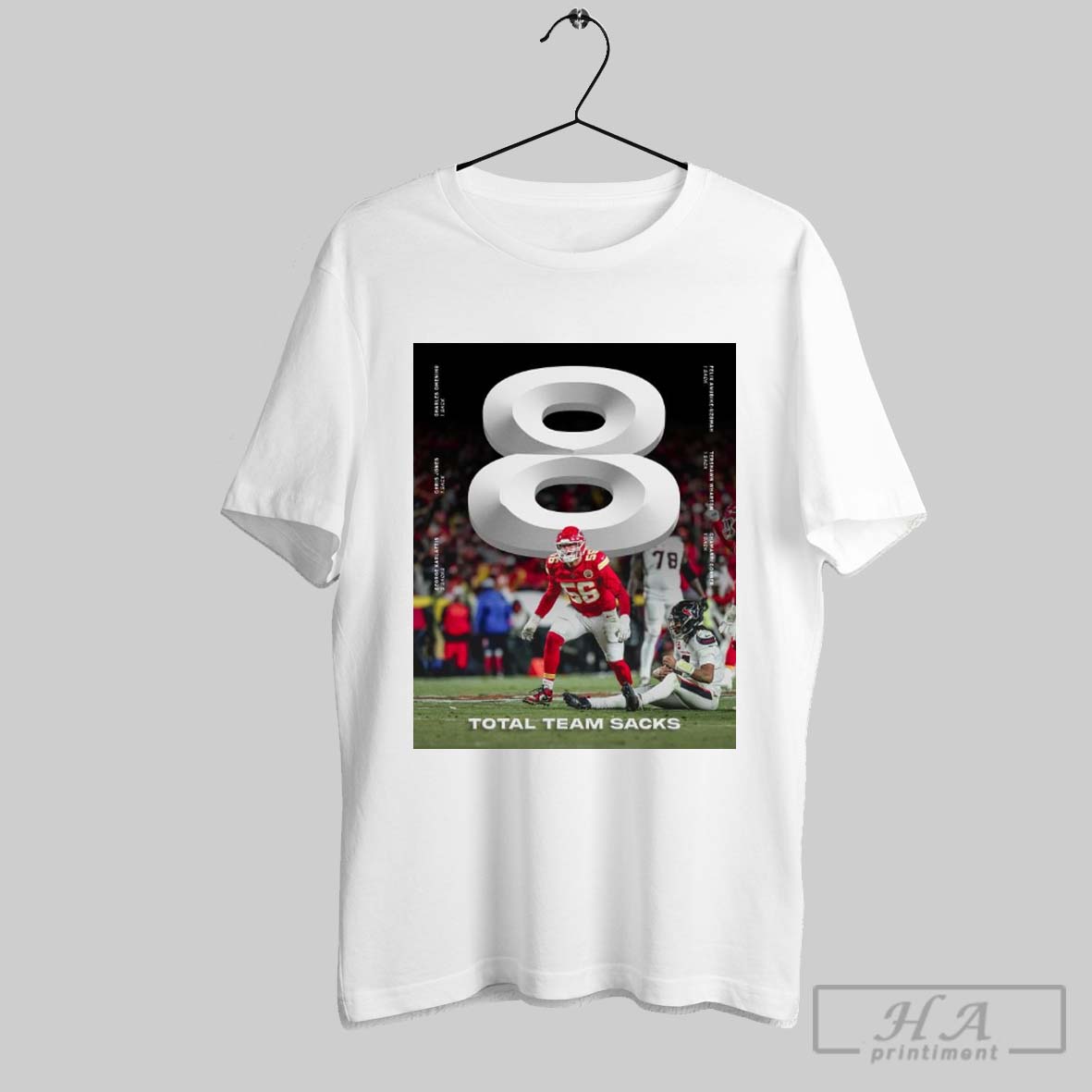 Official Kansas City Chiefs 8 Total Team Sacks George Karlaftis 3 Sacks Chris Jones 1 Sack Charles Omenihu 1 Sack Poster T Shirts