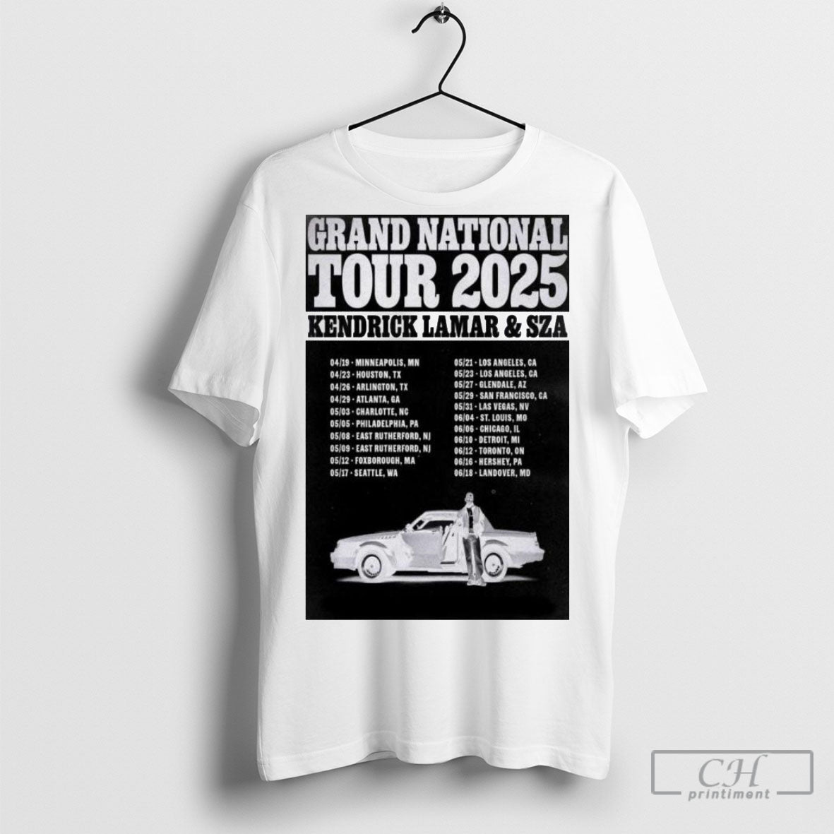 Official Kendrick Lamar Sza Grand National 2025 Poster T Shirts