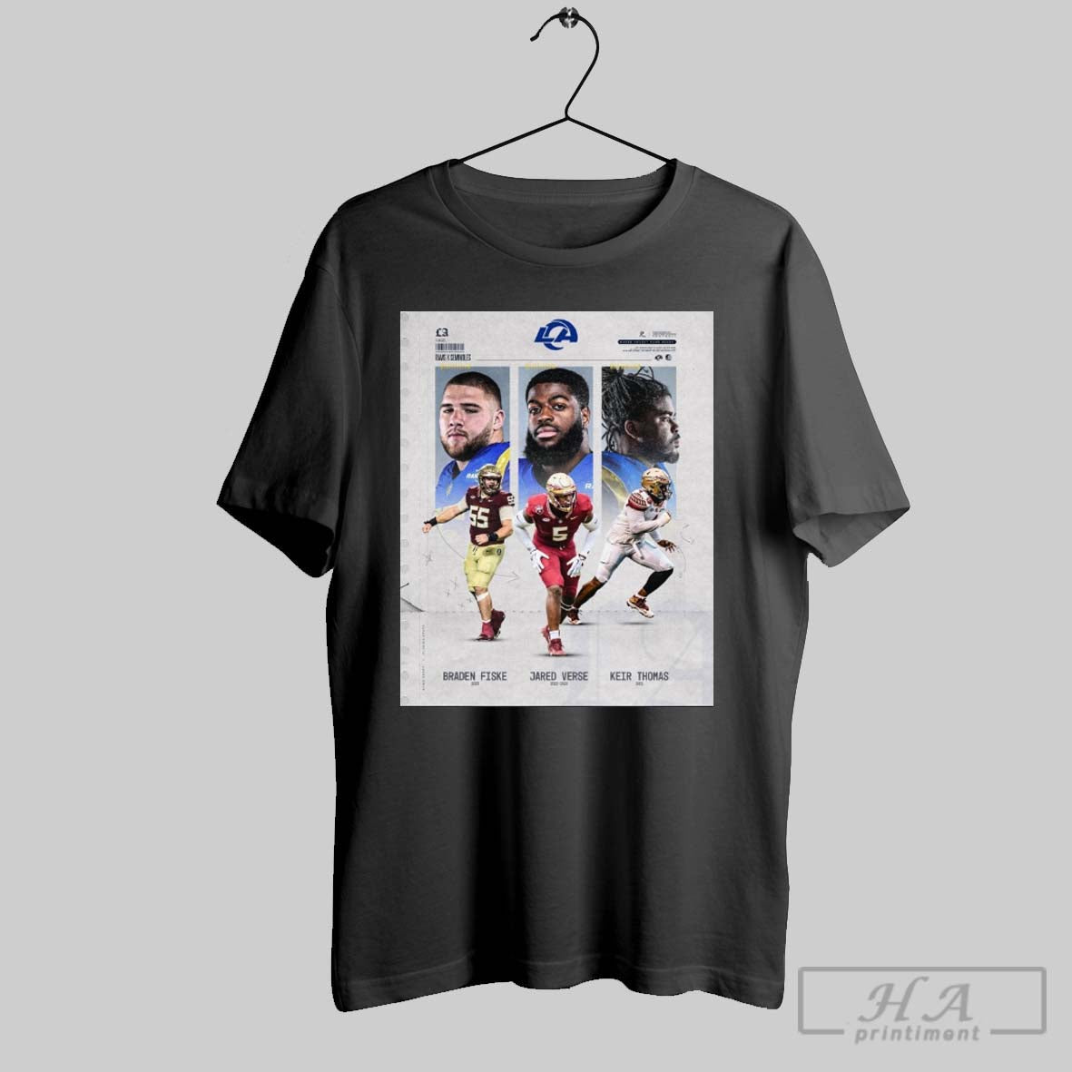 Official Los Angeles Rams Football X Seminoles Braden Fiske Jared Verse Keir Thomas 2025 Poster T Shirt