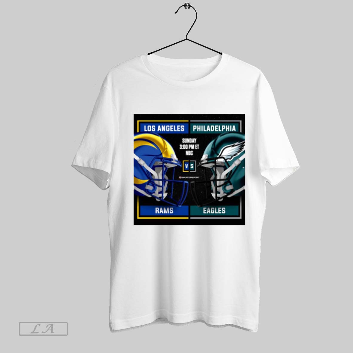Official Los Angeles Rams Vs Philadelphia Eagles Sunday 2025 Fly Eagles Fly Helmet Poster T Shirt