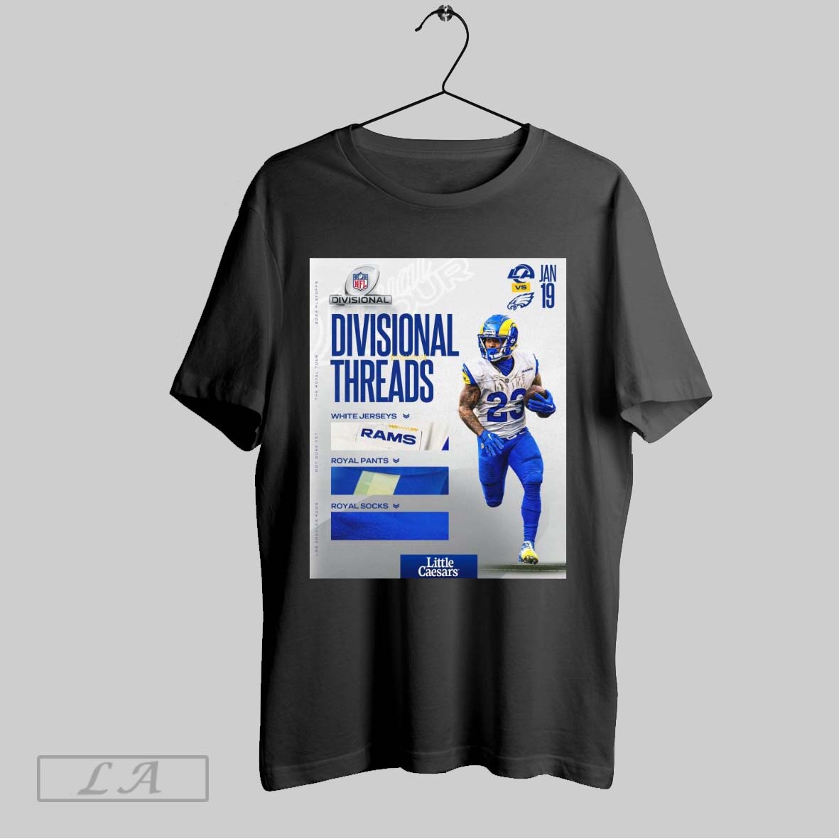 Official Los Angeles Rams Vs Philadelphia Eagles Jan 19 Nfl Divisional Threads White Jerseys Royal Pants Royal Socks Poster T Shirt