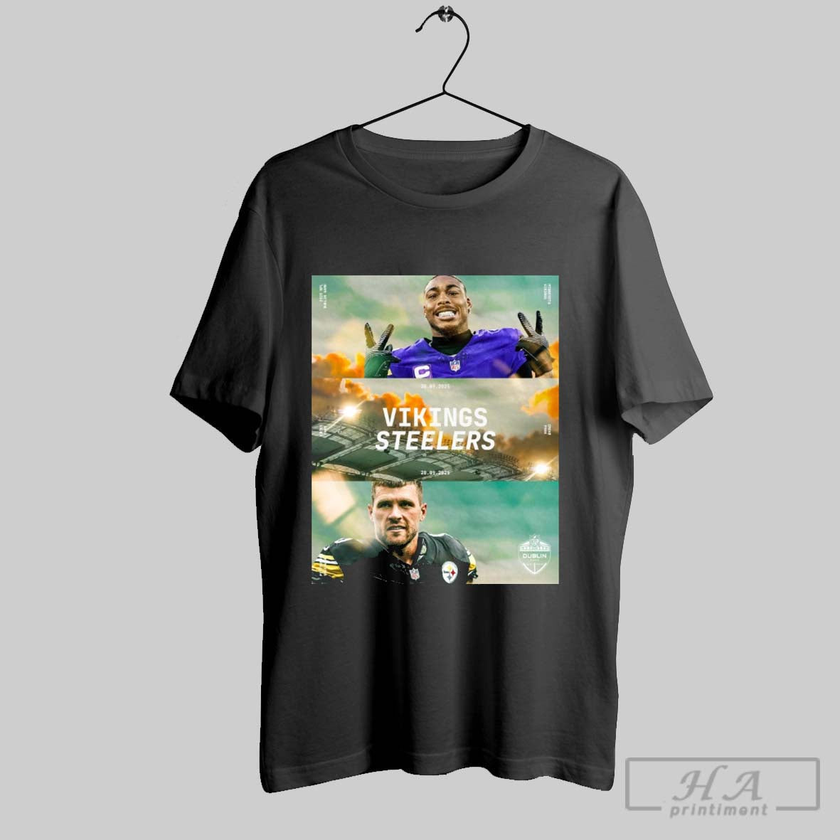 Official Minnesota Vikings Vs Pittsburgh Steelers 28 09 2025 Nfl Dublin Game Croke Park Poster T Shirt