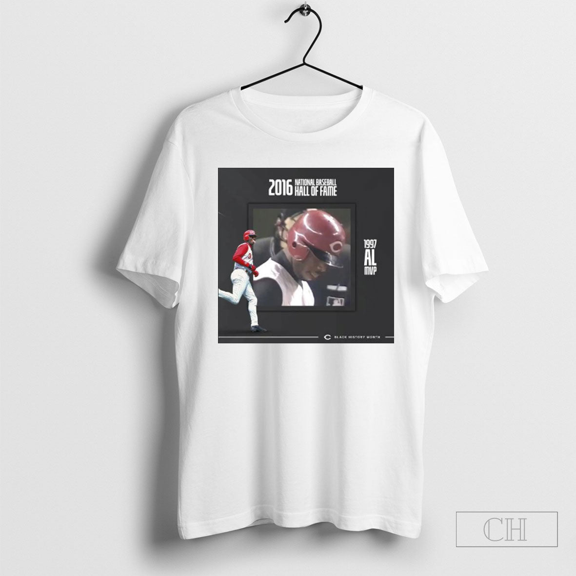 Official Poster Cincinnati Reds Ken Griffey Jr 2016 National Baseball Hall Of Fame 1997 Al Mvp Black History Month T Shirt