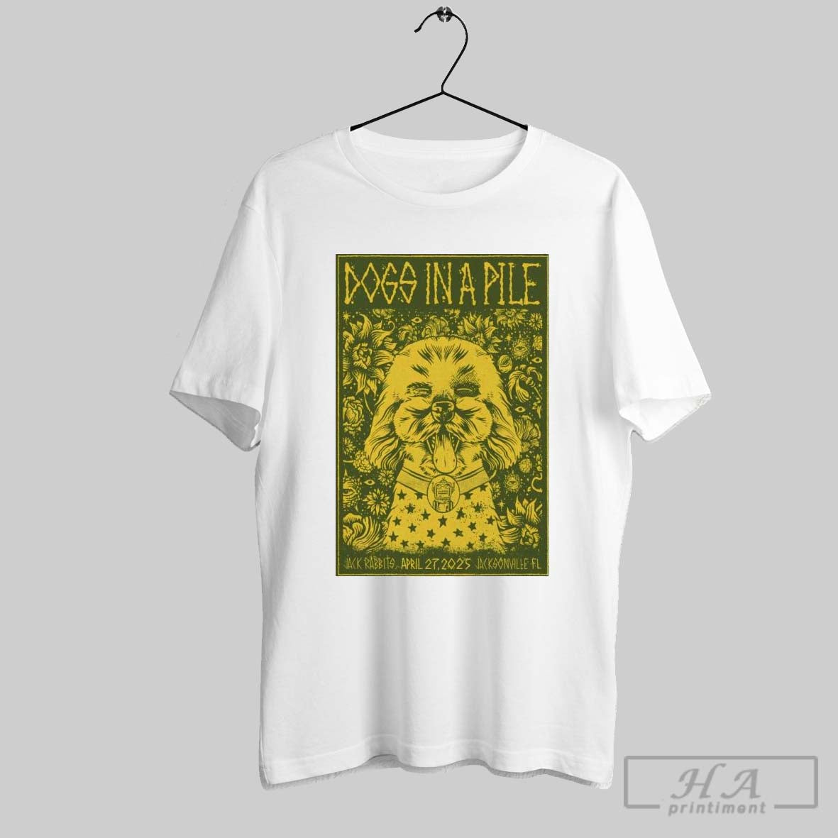 Official Poster Dogs In A Pile Jack Rabbits Live Jacksonville Fl Apr 27th 2025 T Shirt
