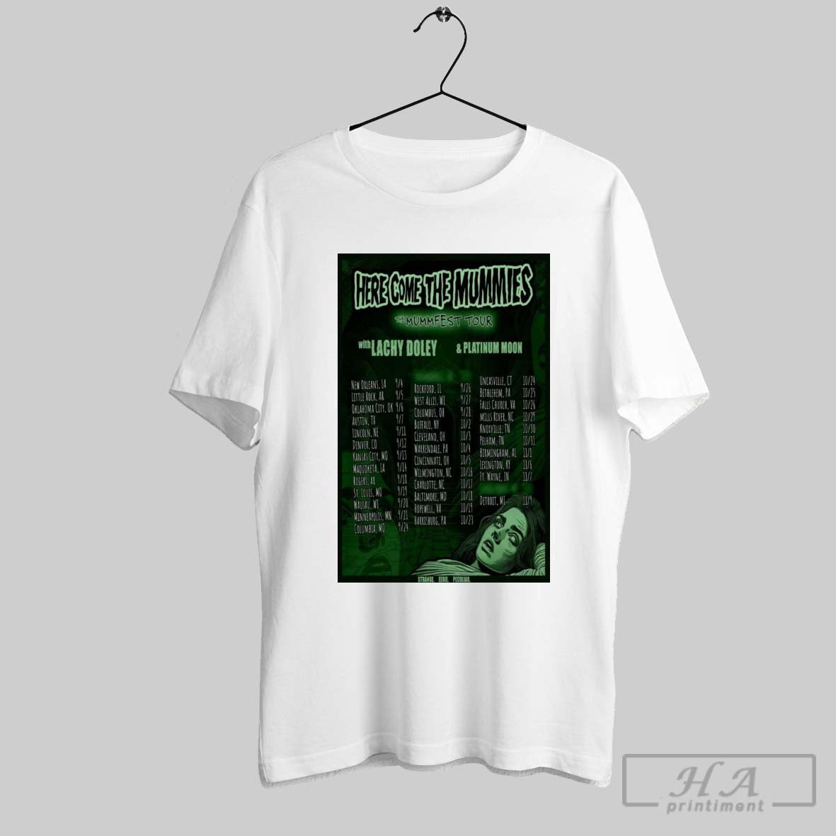 Official Poster Here Come The Mummies The Mummfest Tour 2025 With Lachy Doley And Platinum Moon New Orleans La 9 4 T Shirt