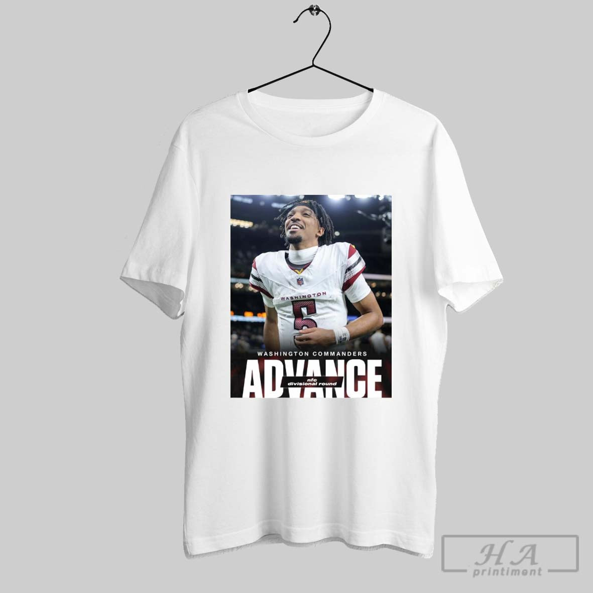 Official Poster Jayden Daniels Washington Commanders Win Tampa Bay Buccaneers Nfl Football Advance Nfc Divisional Round T Shirt