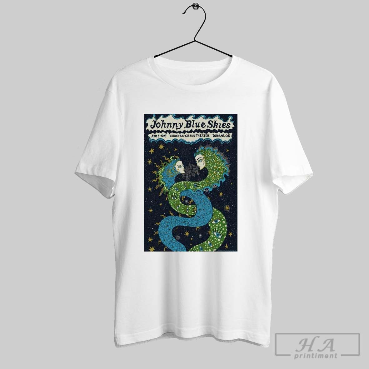 Official Poster Johnny Blue Skies Durant Ok April 5th 2025 Event T Shirt
