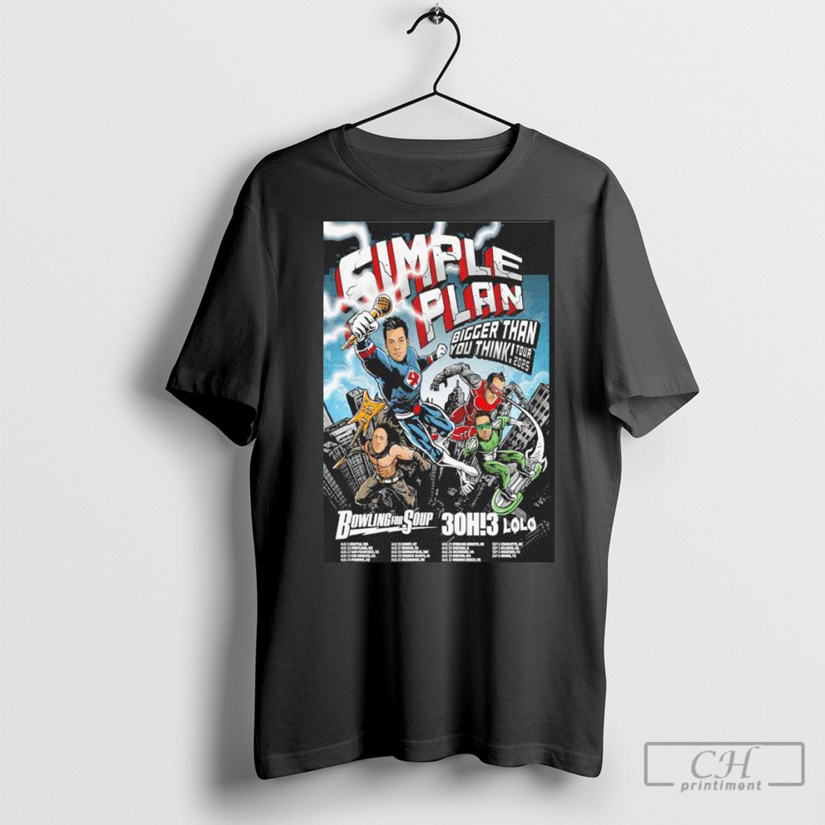 Official Simple Plan Bigger Than You Think Tour 2025 Poster T Shirt Sweatshirt