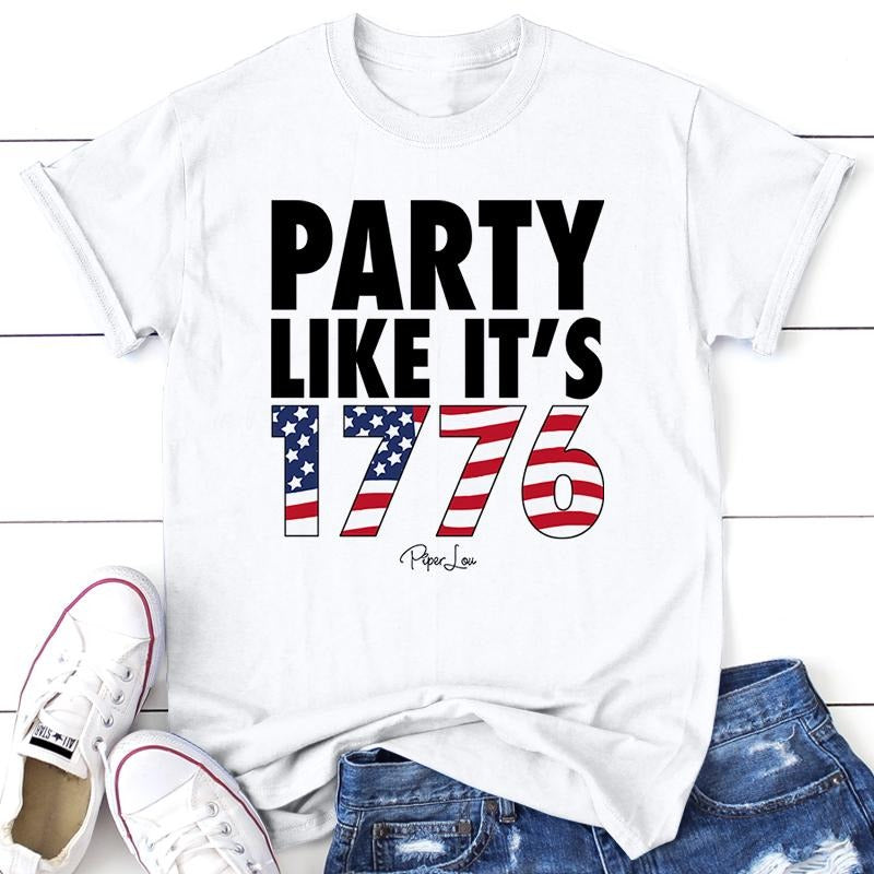 Party Like It's 1776 Apparel, Proudly Printed In The USA, Tee / Tank / V Neck Gray / White / Blue / Hot Pink / Orange, #sassy #cute #blackprint