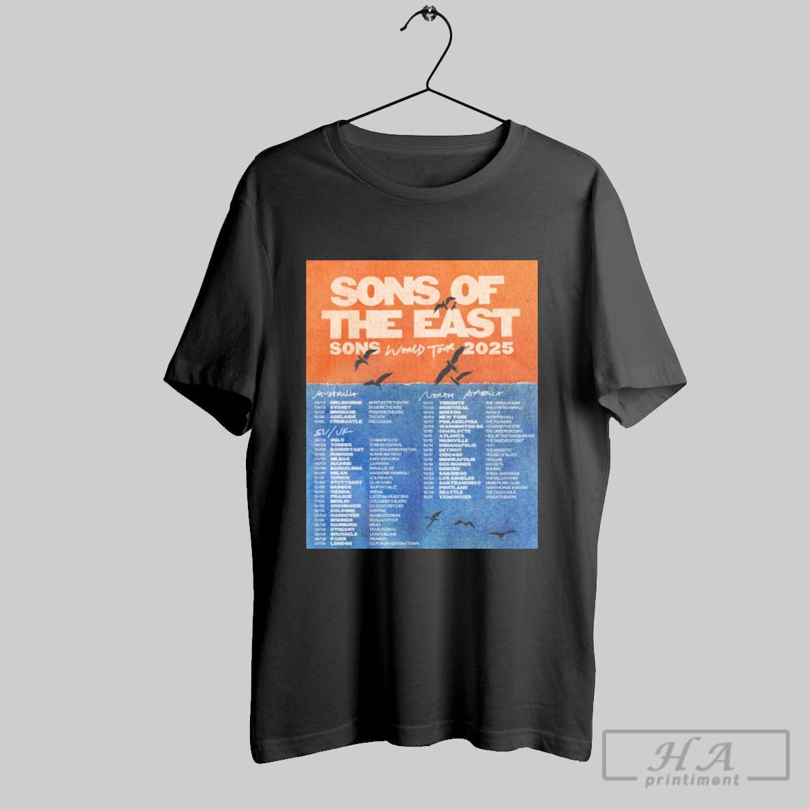 Poster Sons Of The East Sons World Tour 2025 Australia Eu Uk North America T Shirt