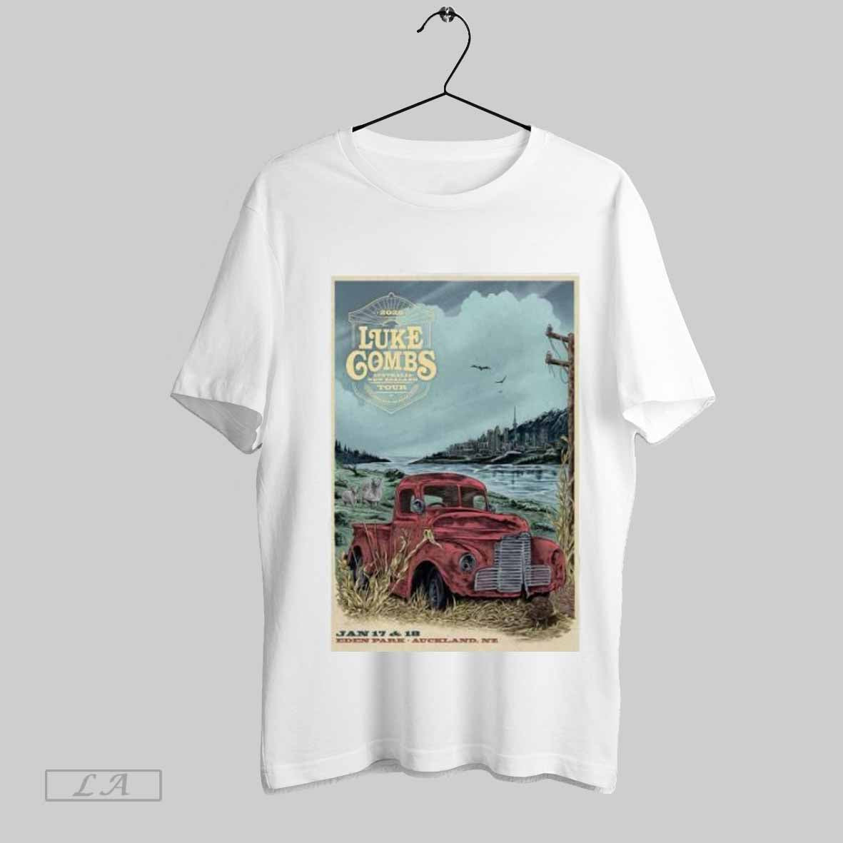 Top Luke Combs Jan 17 18 2025 Eden Park Auckland Nz Poster Tour T Shirt
