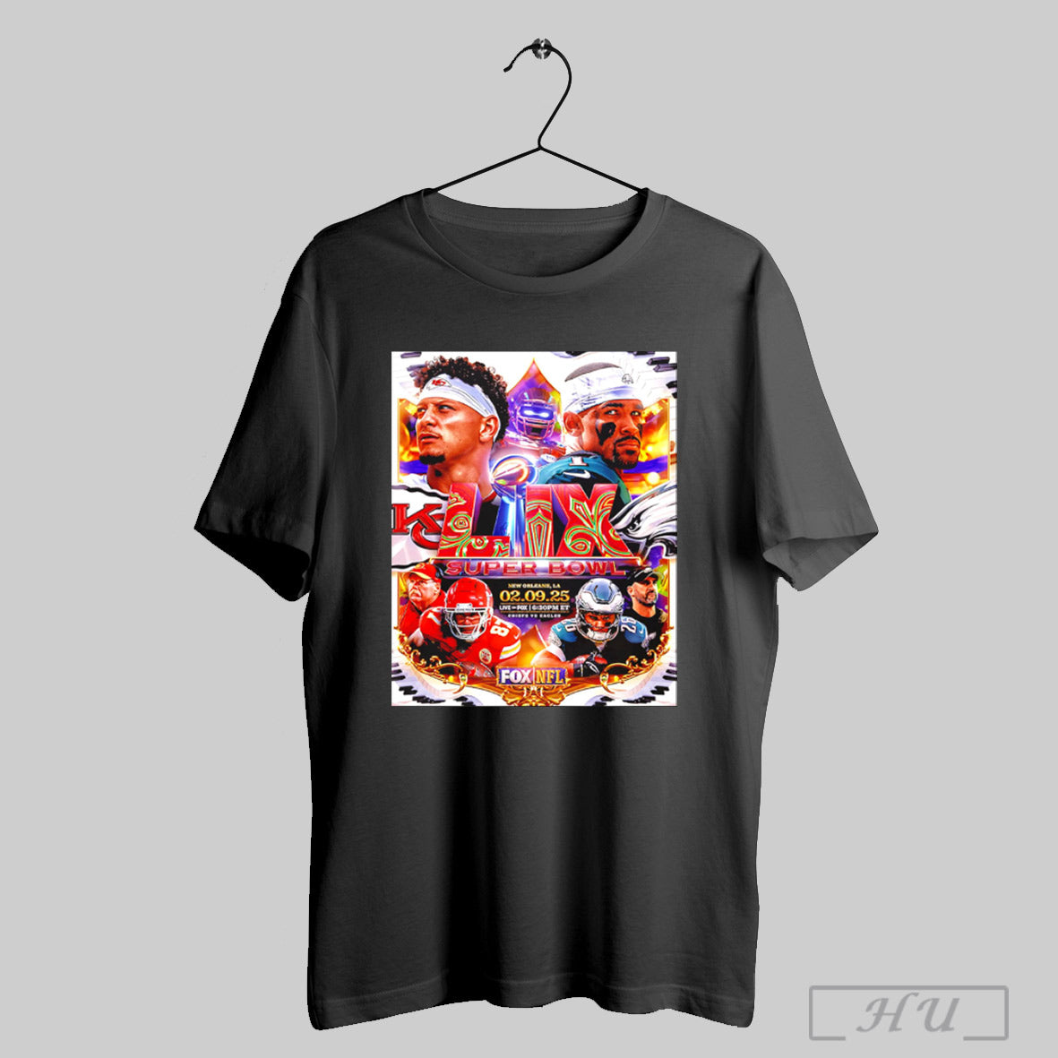 Trendy Kansas City Chiefs Vs Philadelphia Eagles Super Bowl Lix Matchup On Feb 9th 2025 Poster Shirt