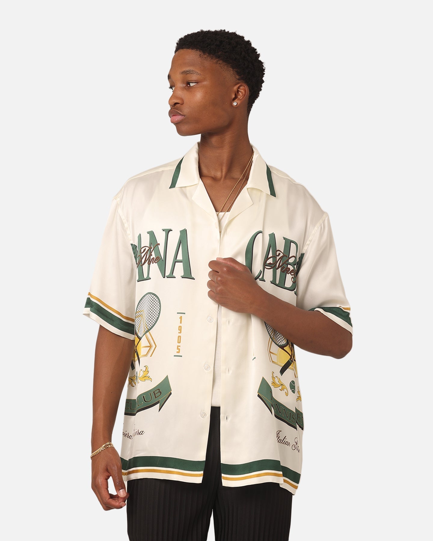 99 Cabana Tennis Club Silk Shirt Cream Hoodie Sweatshirt | TeeSparky.com (Image 1)