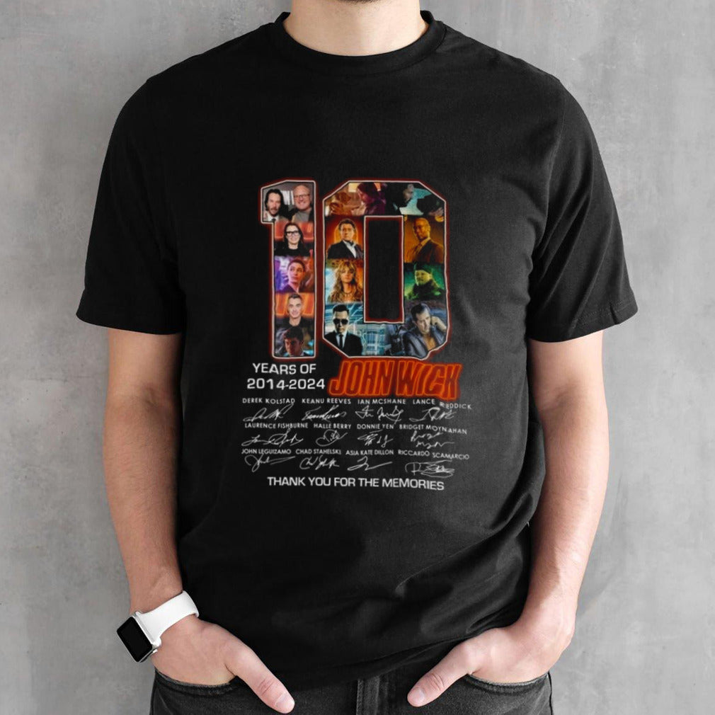 10 Years Of 2014-2024 John Wick Thank You For The Memories Signatures Shirt
