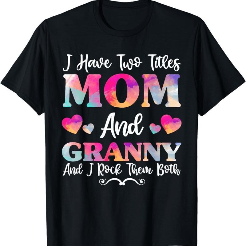 [100% Cotton] Colorful Watercolor Mom Granny Title Rocking T-Shirt With Heart Designs Hoodie Sweatshirt | TeeSparky.com