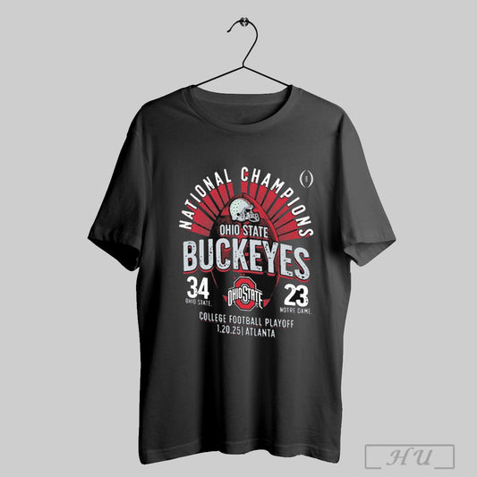 2024 National Champions Ohio State Buckeyes Win 34 23 Notre Dame Cfp Final Score Jan 20 2025 Atlanta T Shirt Sweatshirt Hoodies Poster