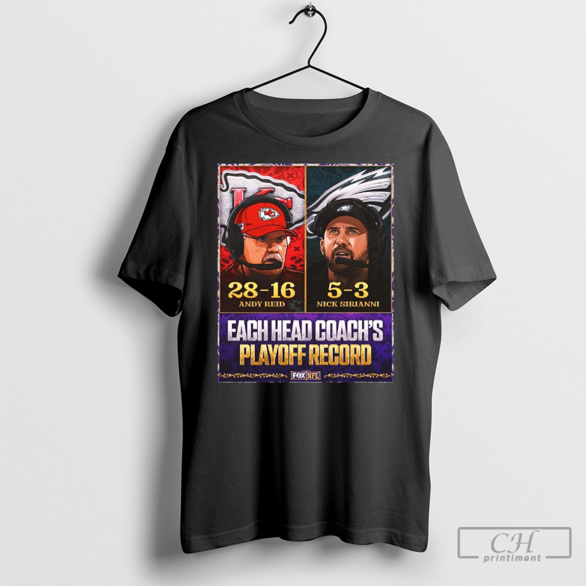 21s28 16 Andy Reid Chiefs 5 3 Nick Sirianni Eagles Each Head Coachs Playoff Record Shirt Poster Ornaments