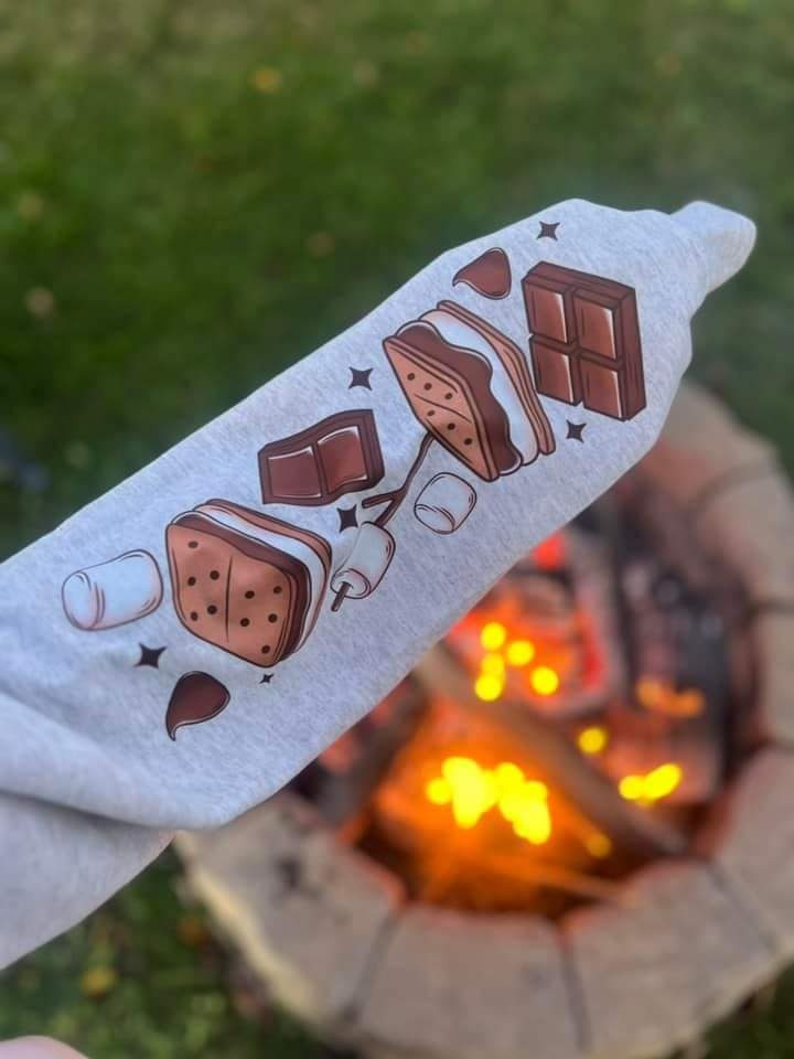 CAMPFIRE & SMORES SWEATSHIRT W/ SLEEVE PRINT T-Shirts, Hoodie | TeeSparky.com (Image 2)