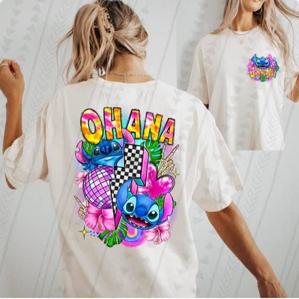 OHANA NEON- DOUBLE SIDED TEE Hoodie, Sweatshirt | TeeSparky.com (Image 1)