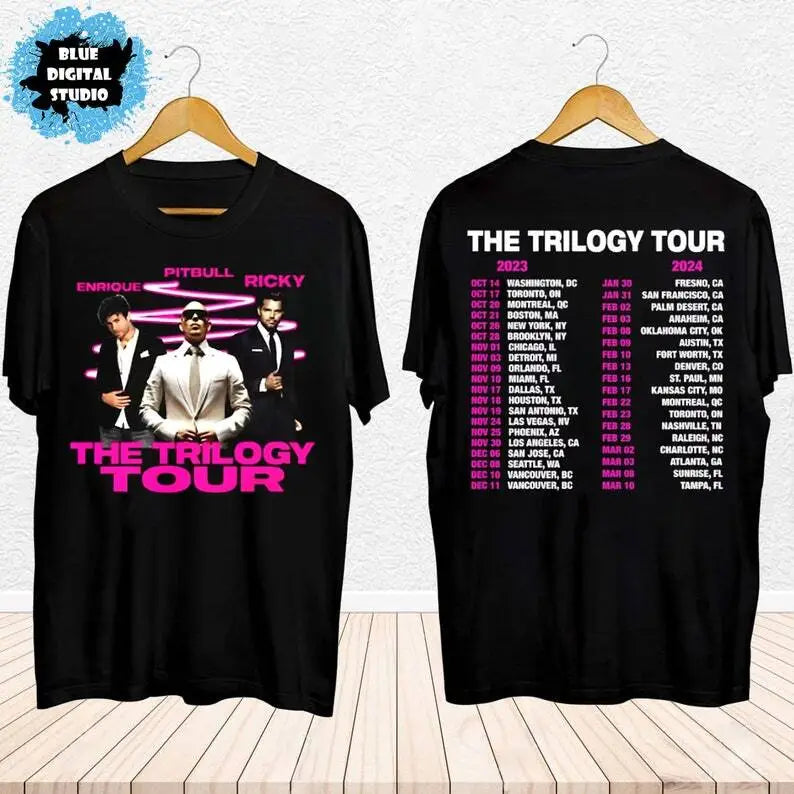 The Trilogy Tour 2023 2024 Enrique Iglesias X Pitbull X Ricky Martin T-Shirt Hoodie Sweatshirt | TeeSparky.com
