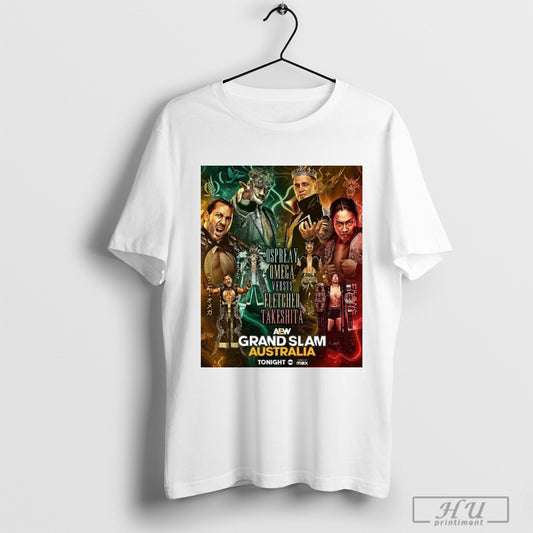 Aew Grand Slam Australia Ospreay Omega Versus Fletcher Takeshita Aew Dynamite 2025 Poster T Shirt