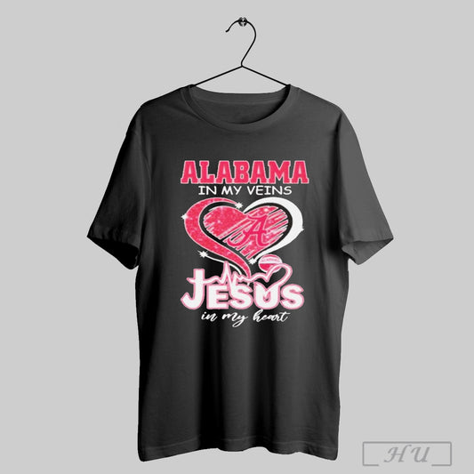 Alabama Crimson Tide Basketball In My Veins Jesus In My Heart Heart Diamond T Shirt Sweatshirt Poster