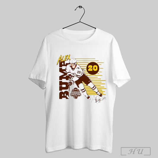 Alex Bump Western Michigan Broncos Ash 2025 National Mens Hockey Champions Nil T Shirts Sweatshirt
