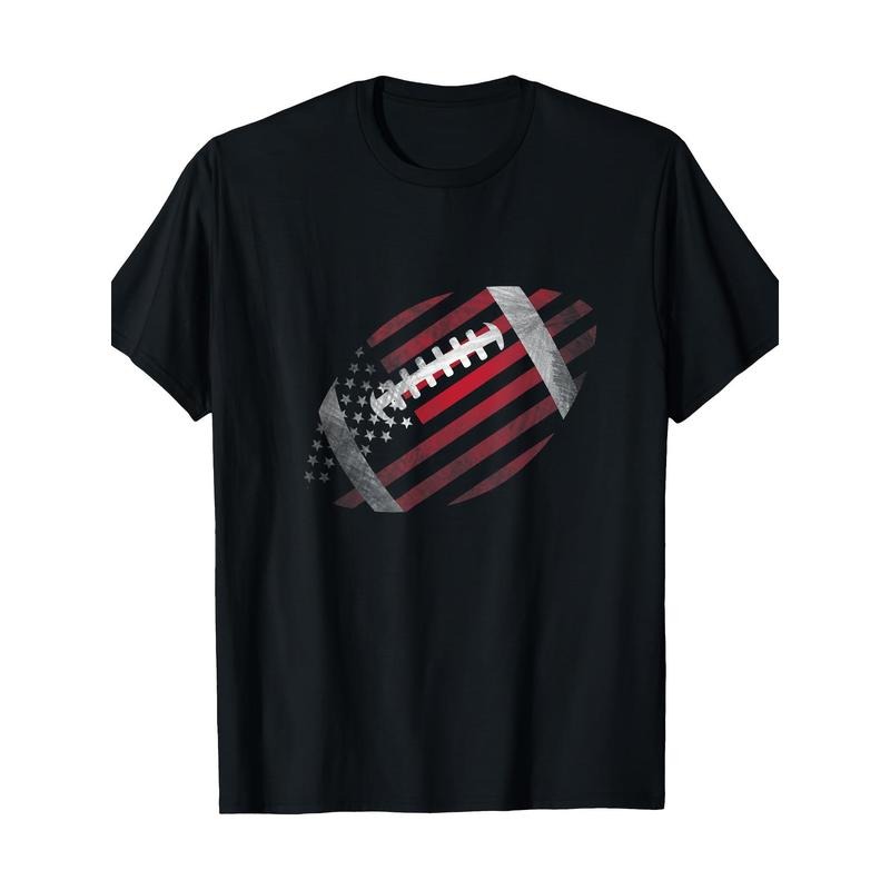 American Football Red USA Flag American Flag Gift 220g100% Cotton T-Shirt made in usastyle{n002}2