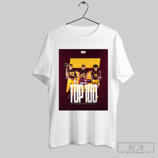Arizona State Sun Devil Football Sam Leavitt Cam Skattebo Jordyn Tyson Espn Top 100 College Football Players Of The 2024 25 Season Poster T Shirt