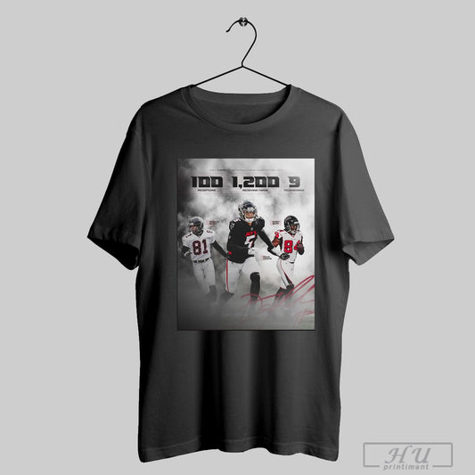 Atlanta Falcons Mathis White London Only Three Atlanta Falcons In Team History With 100 Receptions 1200 Receiving Yards 9 Touchdowns Signature Poster T Shirt