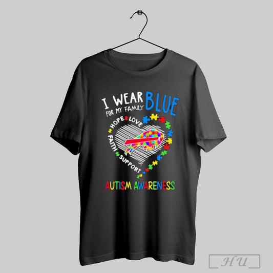 Awesome Buffalo Bills I Wear Blue For My Family Autism Awareness T Shirt Sweatshirt Poster