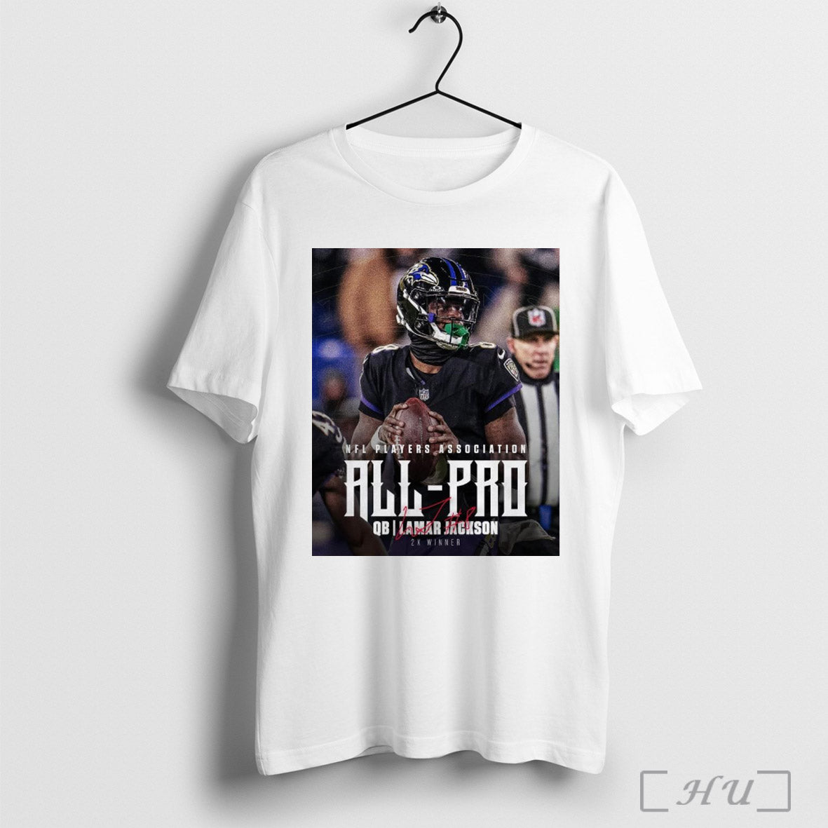 Baltimore Ravens Nfl Players Association All Pro Qb Lamar Jackson 2x Winner Signature Poster T Shirt