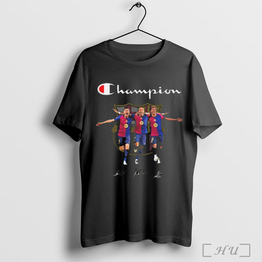 Barcelona Lewandowski Lamine Yamals And Raphinha Champions Signatures T Shirt Sweatshirt