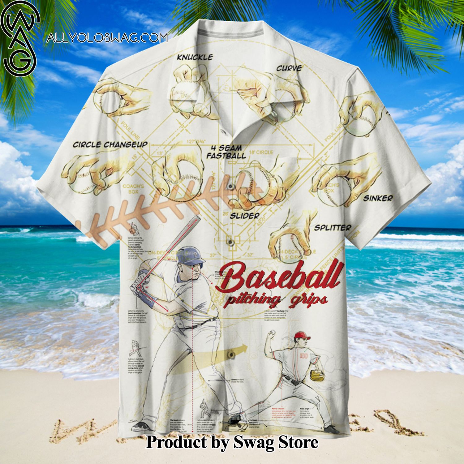 Baseball pitching grips Photographic Print Hawaiian Shirt