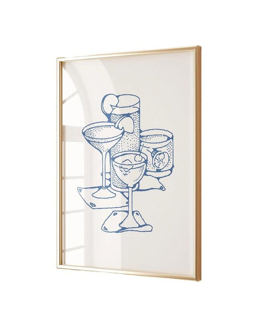 Blue Cocktail Poster, Kitchen Wall Art, Vintage Cocktail Poster, Retro Bar Cart Poster, Poster Prints No Frame, Gifts For Her Bedroom Wall Decor, Dorm Room Decor, Gifts For Birthday Christmas Landscape Photo