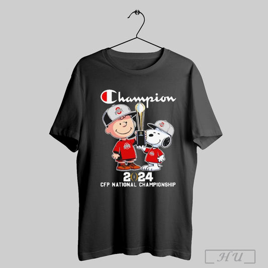 Champions Charlie Brown And Snoopy Ohio State Buckeyes 2024 Cfp National Championship T Shirt Sweatshirt Poster