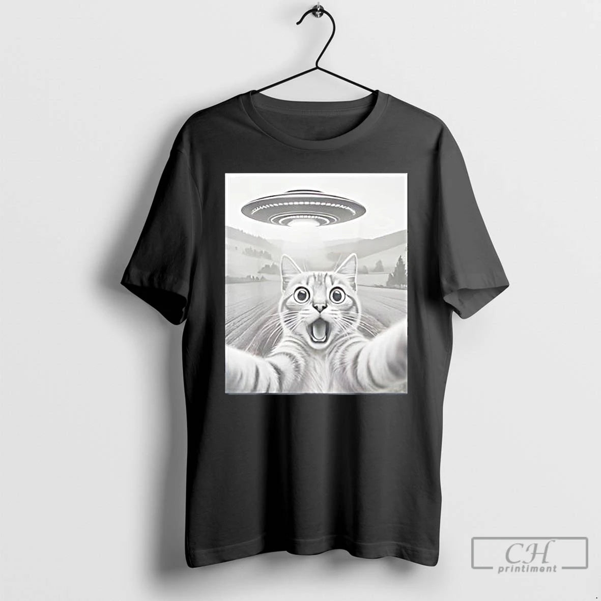Classic Cat Selfie Alien Ufo Funny Cat T-Shirts, Hoodie, Sweatshirt