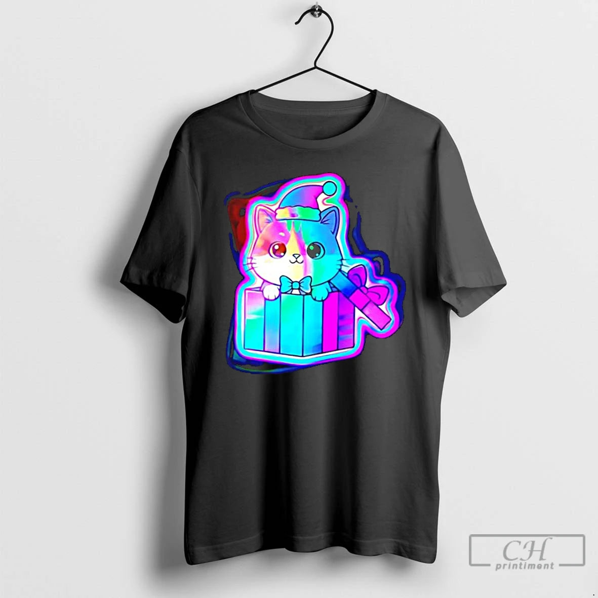 Classic Cute Christmas Cat Neon T-Shirts, Hoodie, Sweatshirt | TeeSparky.com