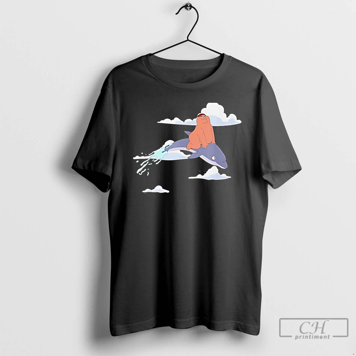 Classic Peter Griffin Family Guy Riding A Dolphin T-Shirts, Hoodie, Sweatshirt | TeeSparky.com