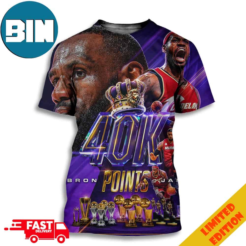 Congrats Lebron James King James Los Angeles Lakers Reaches 40k Points NBA Unisex 3D T-Shirts