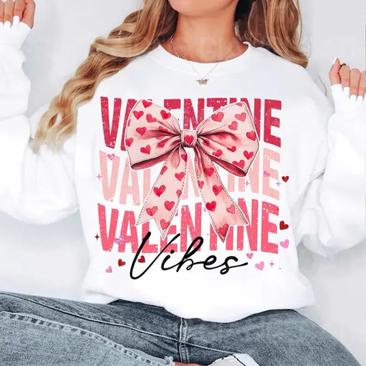 Coquette Valentine Crewneck Shirt - Vintage Brushstroke Sweatshirt - Cotton, Fabric