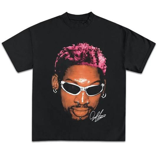 DENNIS RODMAN Graphic Tee Shirt Big Face Pink Hair Jumbo Vintage Basketball Merch Men Women Menswear Top Medium Stylish