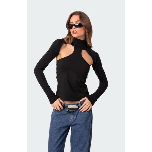 Edikted Women's Turtle Neck Shrug Sweater