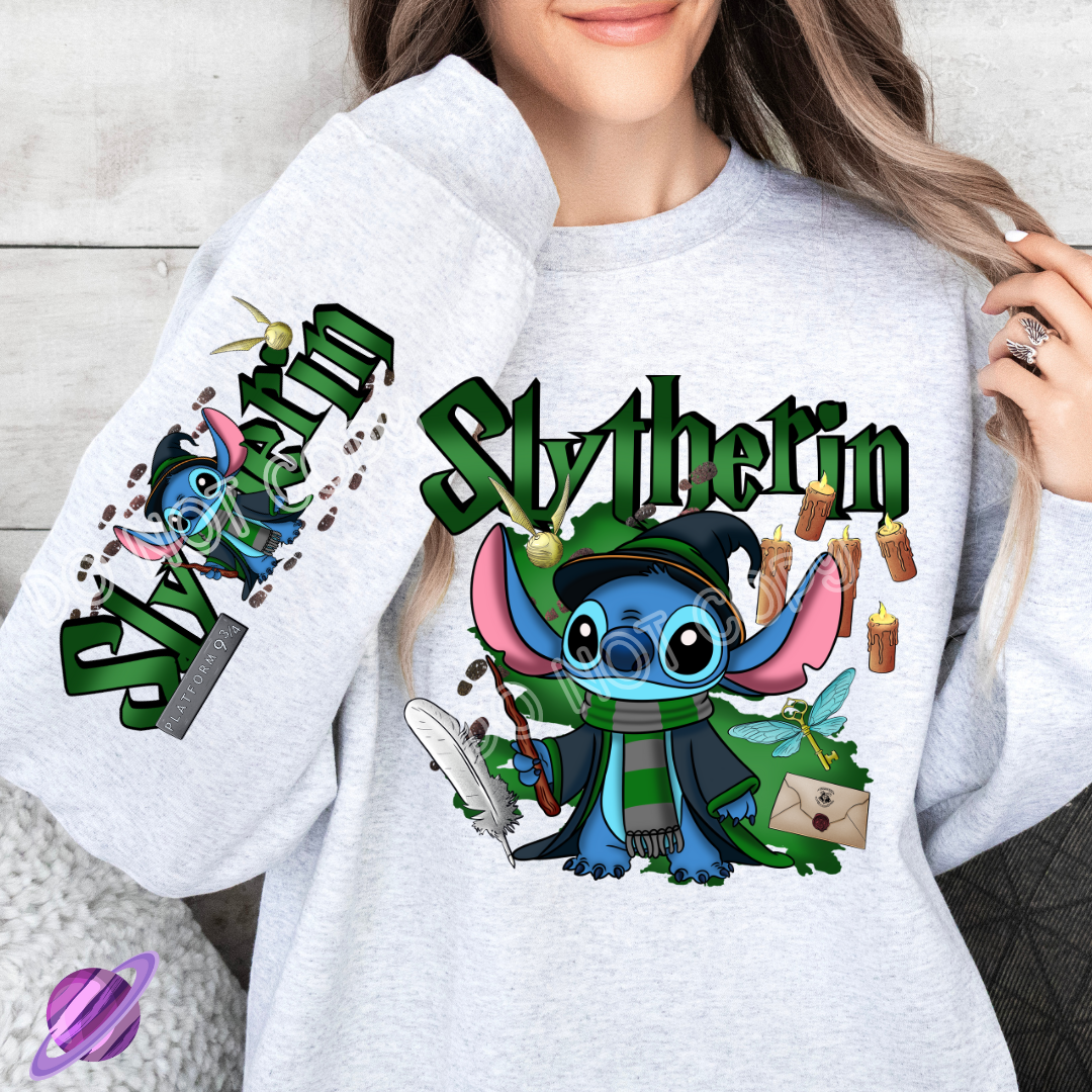 GREEN HOUSE - ALIEN COSPLAY RUN - CREWNECK SWEATSHIRT  W/ SLEEVE PRINT Shirt Hoodie | TeeSparky.com (Image 1)