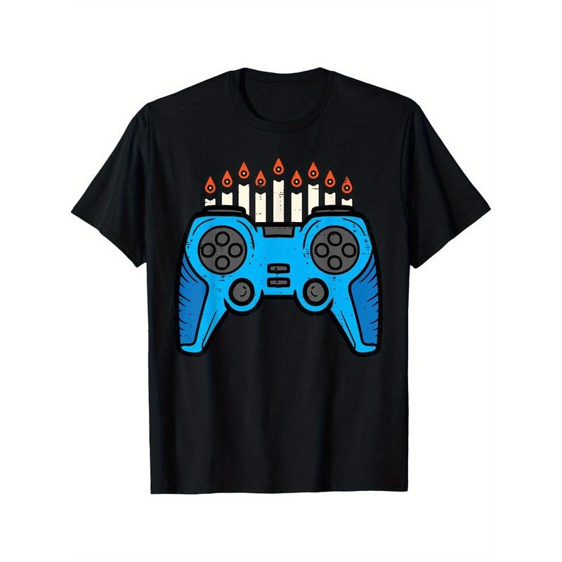 Game Gamer Hanukkah Chanukah Men Boy Youth Kids T-Shirt Black casual short sleeve men's sport T-shirt  made in usa Hoodie...